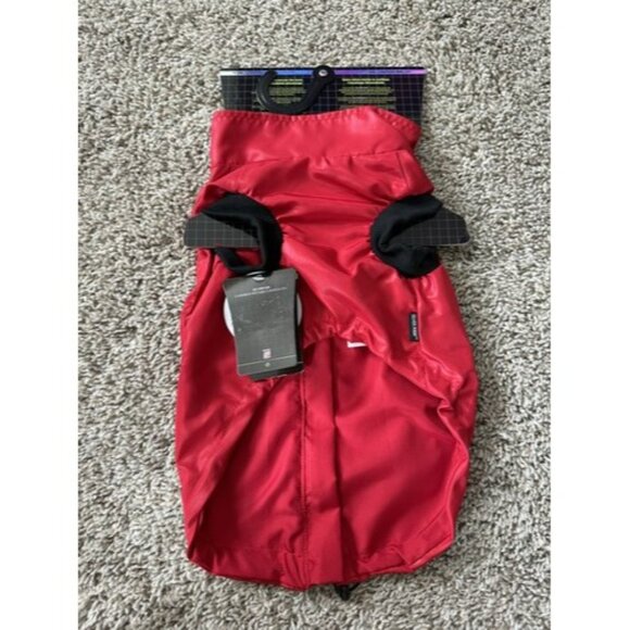 silver paw dog Red Rain Coat Size Medium Full Zip Bungee Cord Eliminate Mold - Picture 9 of 15
